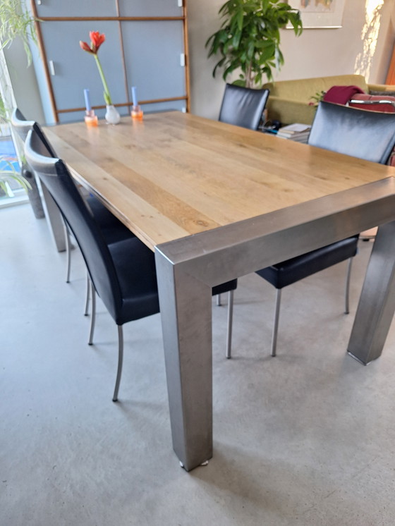 Image 1 of 4 sedie da pranzo in pelle nera Bert Plantagie