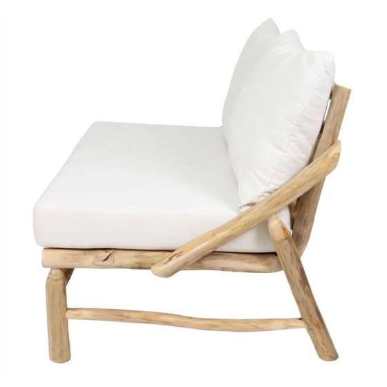 Arcila 2-seater wooden bench – 2 seaters, Textile, Rustic (photo 4 of 4)