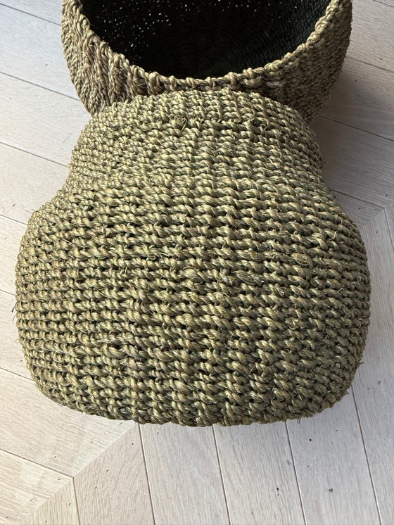 Image 1 of 2 paniers à plantes robustes en sisal tressé, vert mousse