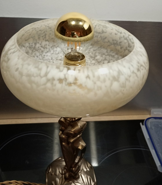 Image 1 of Stehlampe aus Bronze und Opalin