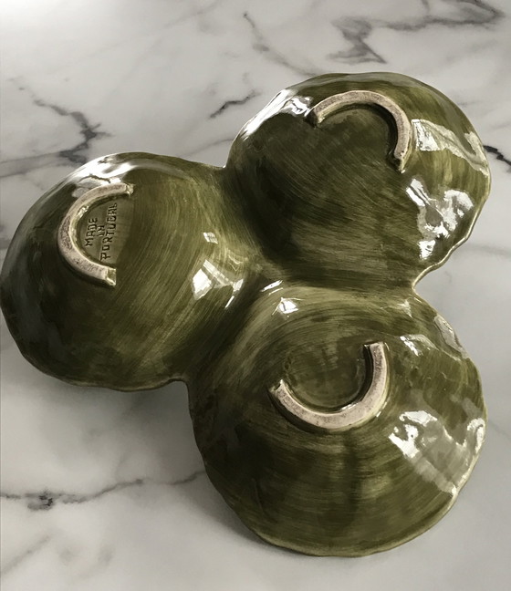 Image 1 of Barbotine dish, Cabbage, Portugal vintage