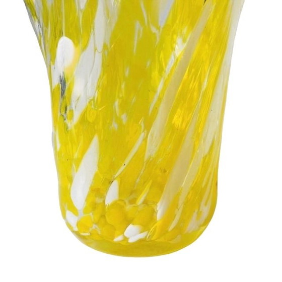 Image 1 of Vaso vintage in vetro stile Murano giallo bianco trasparente