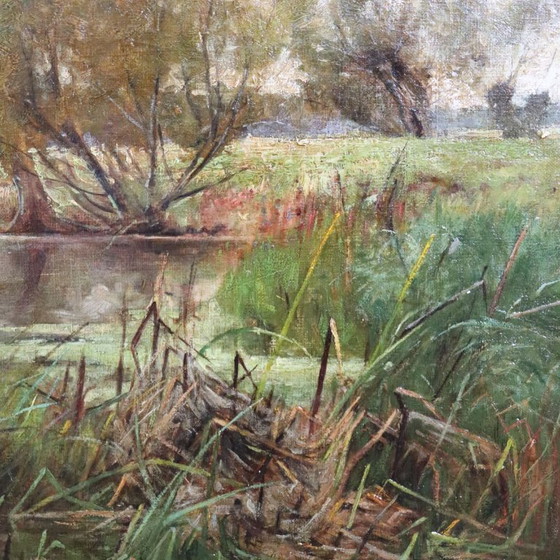 Image 1 of Landscape with Swans, Oil Painting on Canvas, English School, 19th Century