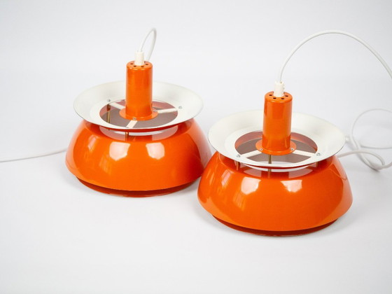 Image 1 of Set van 2 vintage Deense hanglampen Nevada van Vitrika, jaren 80.