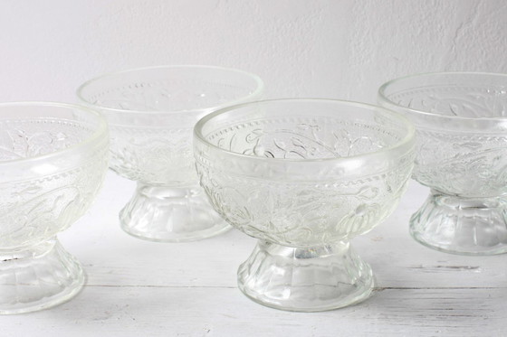 Image 1 of Set of 4 Mid-Century Pressed Glass Dessert Bowls Cibulak by Pavel Panek / 1977