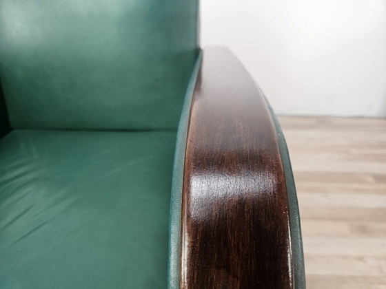 Coppia di poltrone Art Déco in noce e pelle verde, 1940 – Wood (photo 20 of 21)