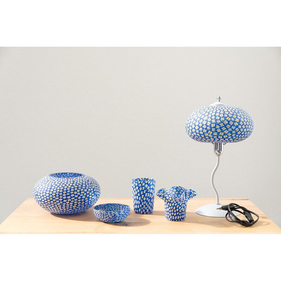 Image 1 of Ensemble de verres, bols et lampes de Murano vintage peints à la main, 1990