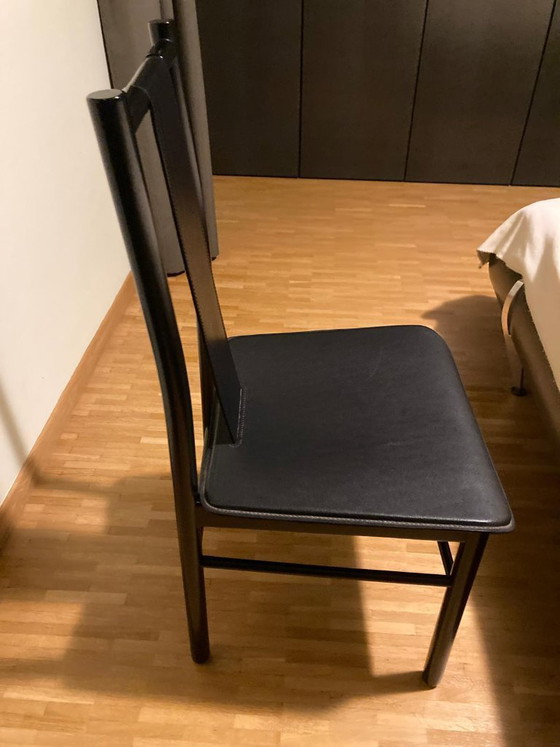Image 1 of Design stoel hout & leder – zwart – minimalistisch design