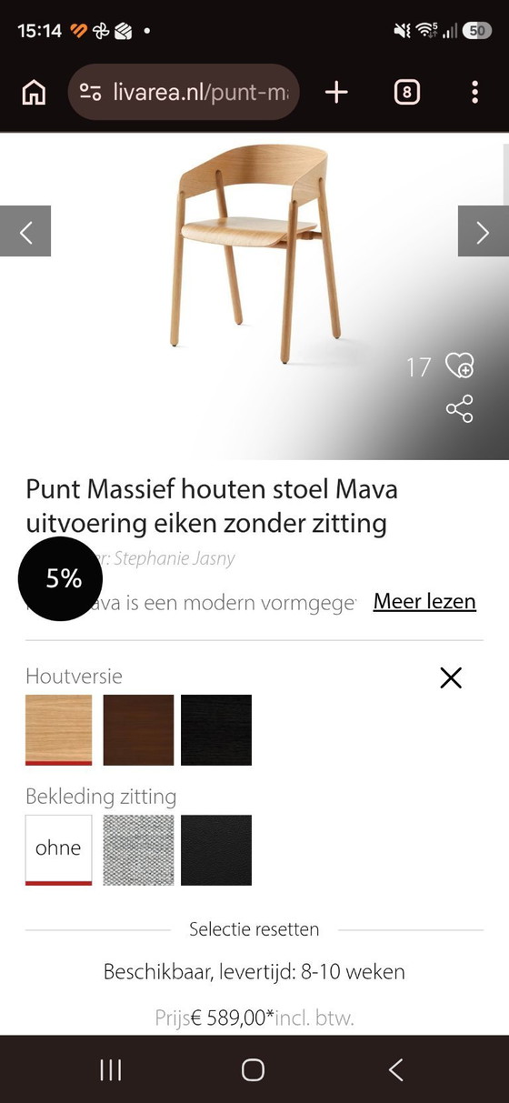 Image 1 of Set of two oak Mava chairs by design brand Punt
