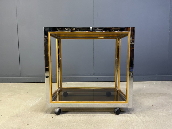 Image 1 of Italienischer Getränkewagen aus Messing und Chrom im Stil von Romeo Rega, 1970er Jahre