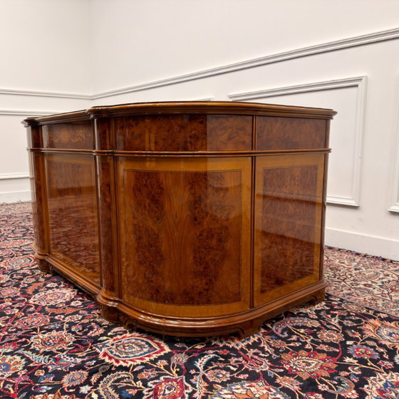 Antique Classic Italian Desk with Back Panel – Wood, Brass (photo 11 of 20)