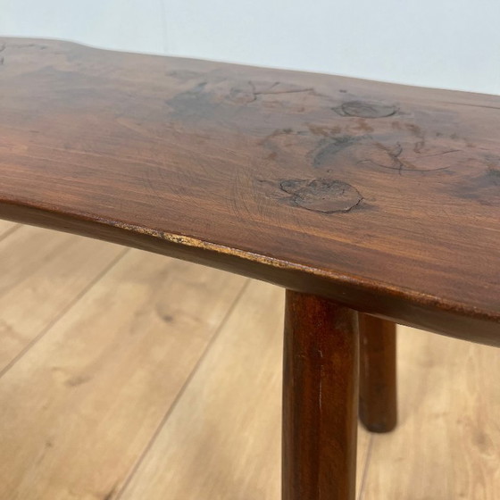 Image 1 of Rustic bench in solid elm, wabi sabi style, Mid-20th century.