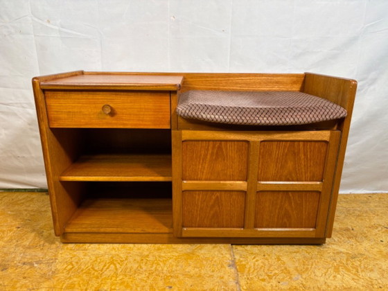 Image 1 of Mid-century retro vintage teak telephone seat by Nathan 1960–1970.    Stylish utility|iconic british design|functional storage