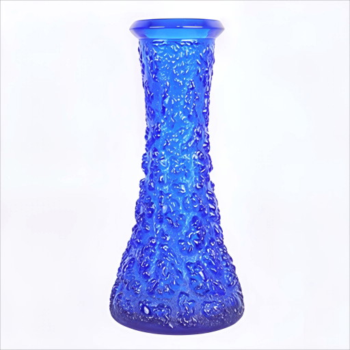 Schwedische Designvase von Lars Hellsten für Skruf – Kobaltblauer Brutalist (24 cm)
