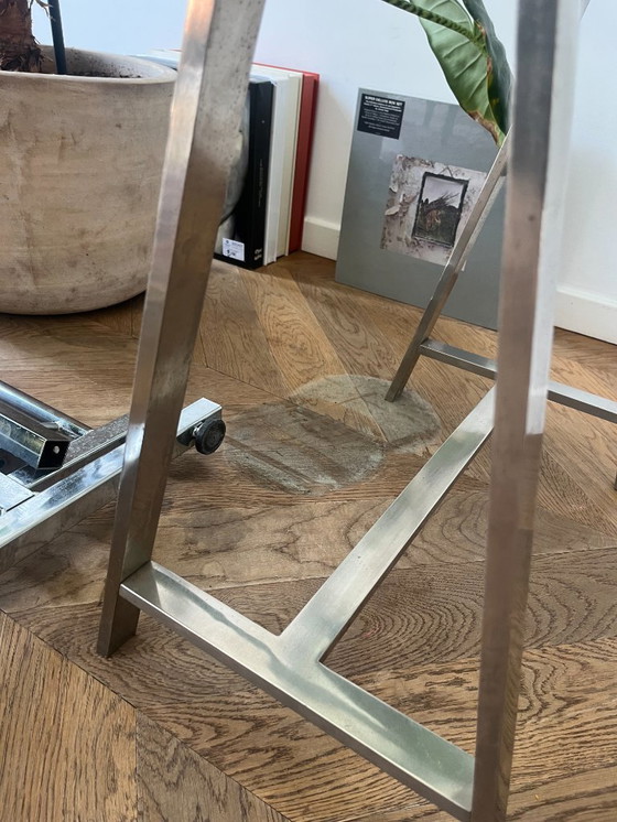 Image 1 of A MID - CENTURY MODERN TRESTLE TABLE (AFTER MILO BAUGHMAN)