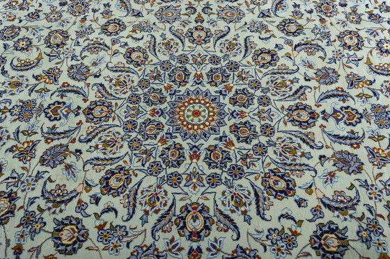 Image 1 of Kashan Kork - Verde pistacchio 412 x 298 cm - Tappeto orientale annodato a mano