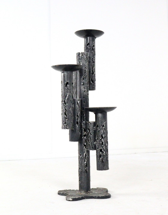 Image 1 of Large Brutalist Floor Candlestick