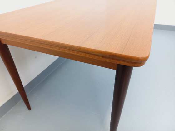 Image 1 of Rectangular Scandinavian-style vintage dining table from the 1950s/60s in teak with extensions