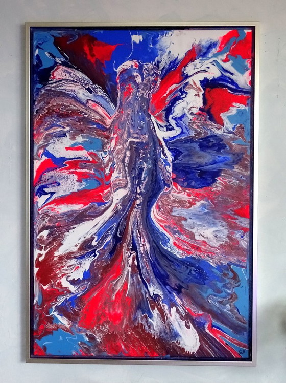 Abstract schilderij in rood, wit en blauw, CB, Schilderijen & Tekeningen, Canvas, Anders (foto 3 van 10)