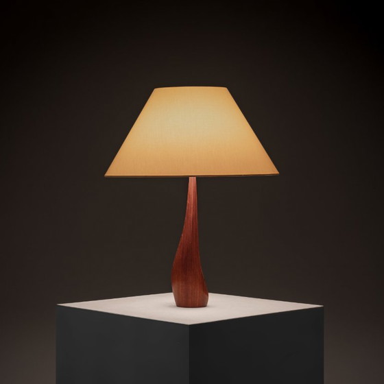 Solid Teak Large Sculptural Table Lamp by Ernst Henriksen, Denmark, 1960s – Wood (photo 3 of 6)