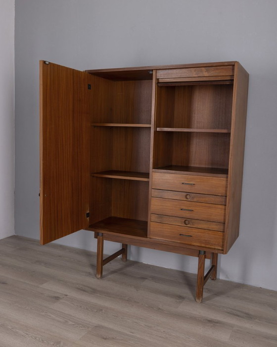 Image 1 of Vintage 1960s wooden highboard, baroque design