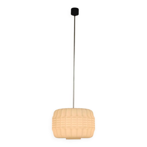 Suspension opaline lanterne origami Tchécoslovaquie 1960