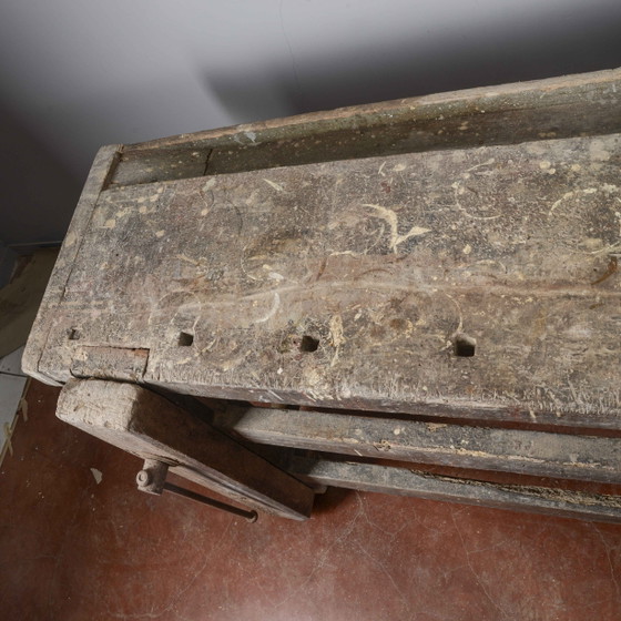 Industrial workbench with double vise, 20th Century Italian – Desk, Rustic (photo 9 of 16)