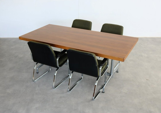 Vintage Dining Table | Conference Table | Desk | 1960s – Wood, Chrome (photo 11 of 12)