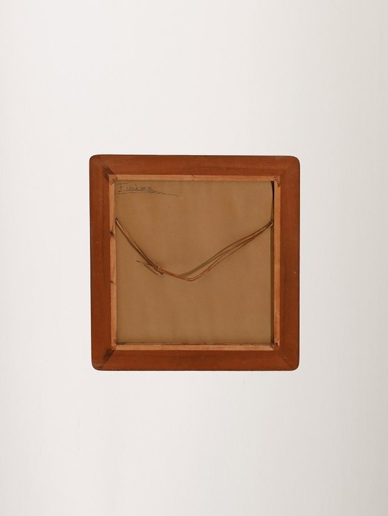 Image 1 of Scandinavische vierkante teakhouten spiegel uit de jaren 60-70.