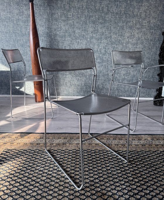 Image 1 of Juego de 3 sillas apilables cromadas "Sultana" de Arrben International, ca 80s