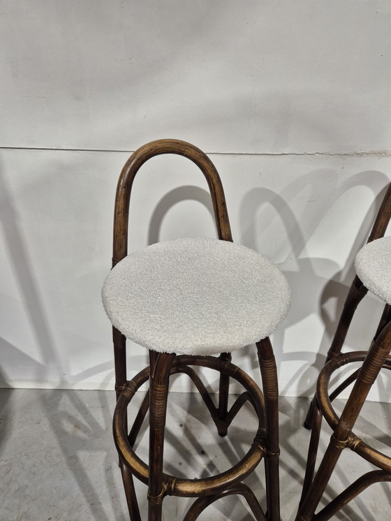 Image 1 of 2 vintage bamboo bar stools tiki design