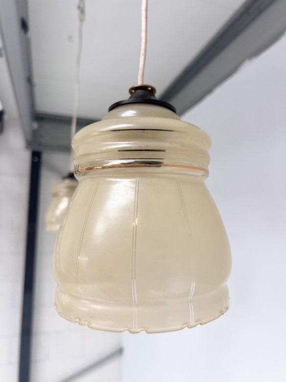 Set di 2 lampade da soffitto vintage beige, anni '60 – Plafoniere, Glass (photo 5 of 9)