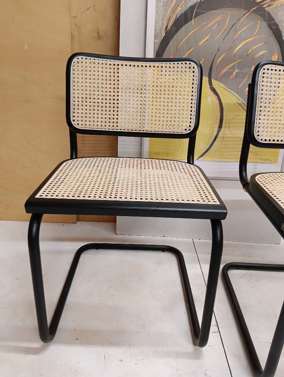 Image 1 of ALIVARMVSEVM 104. SET of 2 CESCA B32 Chairs (NEW) in Black Frame Limited Edition 