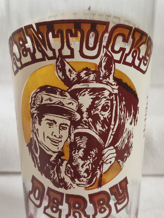 Image 1 of Bicchiere commemorativo vintage del Kentucky Derby del 1977, stile americano.