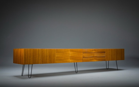 Image 1 of  Mid-Century Wall Unit Cabinet and Sideboard in Walunt, 1970s, Set of 2