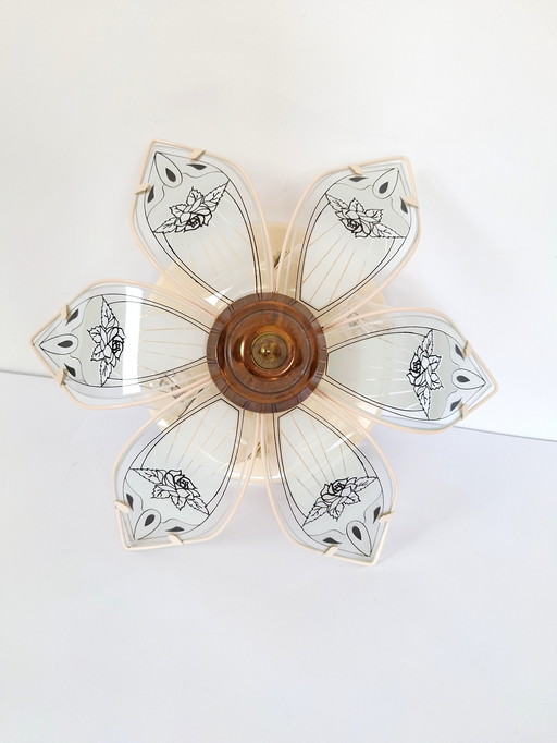 Plafonnier vintage, lampe affleurante en verre, lampe applique en verre, applique murale années 1980