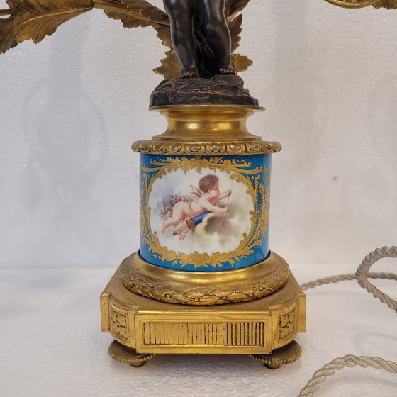 Image 1 of Candelabro / Lampada, ormolú e porcellana, Victor Paillard, Napoleone III, 1870 - Francia