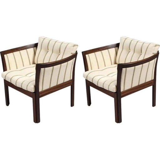 Coppia di sedie vintage in mogano e legno di plexiglas bianco di Illum Wikkelso per CFC Silkeborg, Danimarca, 1960