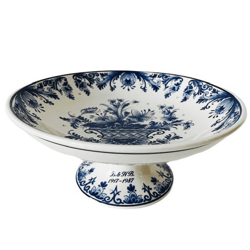 Frutero azul vintage de Delft a pie 't Delftse Huys años 80