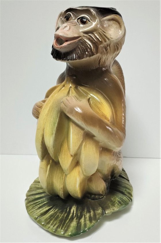 Image 1 of Keramische apenkan, beschilderd ontwerp uit de jaren 80