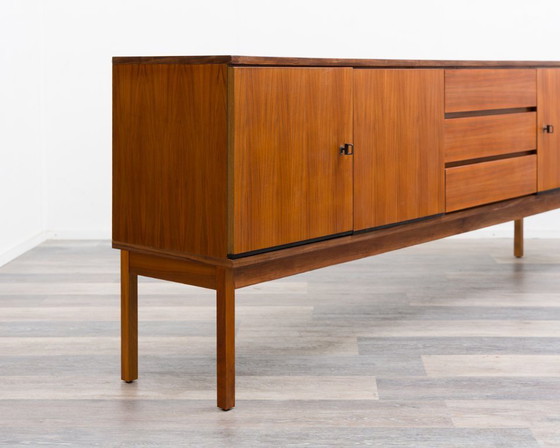 Image 1 of 1960s walnut sideboard, straight-lined design, restored.