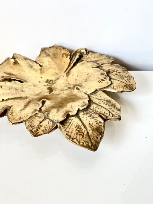 Bladvormige decoratieve schaal - Verguld brons - Begin XXᵉ eeuw