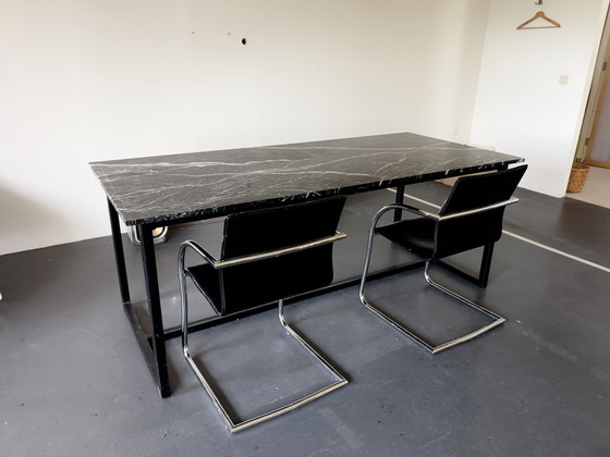 Black Marble Dining Table – Metal (photo 3 of 5)