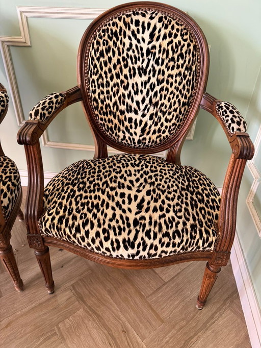 Trío de sillones medallón Luis XVI – Estilo leopardo / Chic & Bold