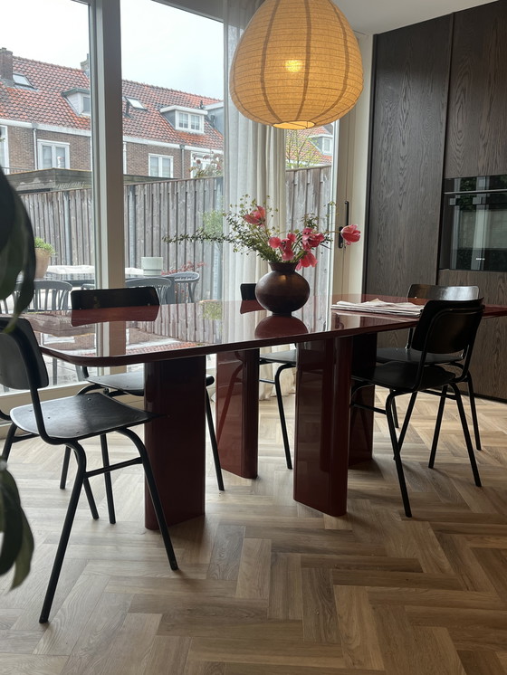 Image 1 of Red Lacquer Dining Table Gabrielle Paris - Joe