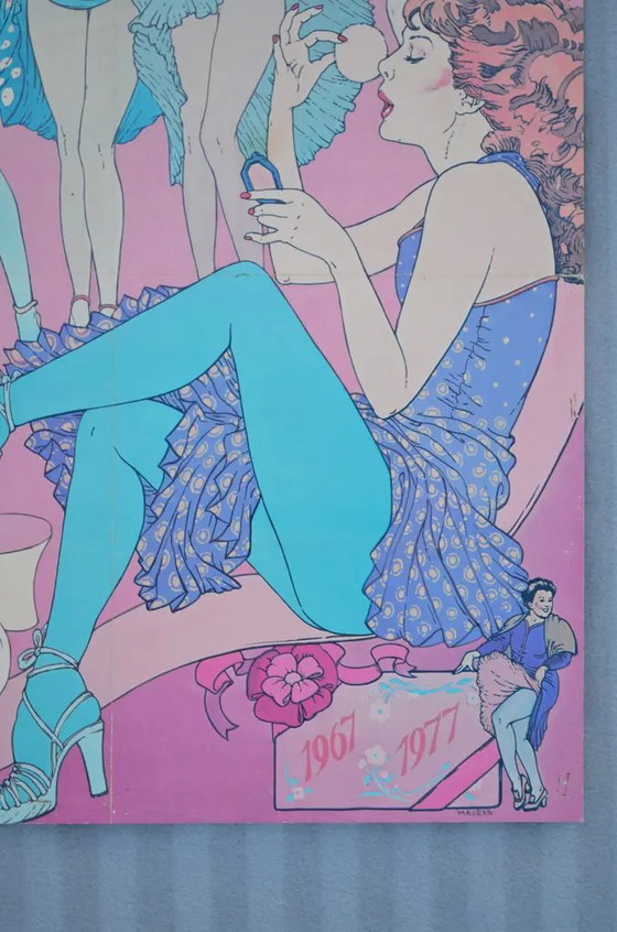 1977 Helene Majera para Dim “10 Años de Dim” Póster Publicitario de Moda Francés – Paper, Pop Art (photo 5 of 8)