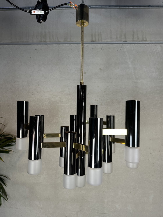 Image 1 of Lampadario vintage "esagonale" nero e oro - Boulanger