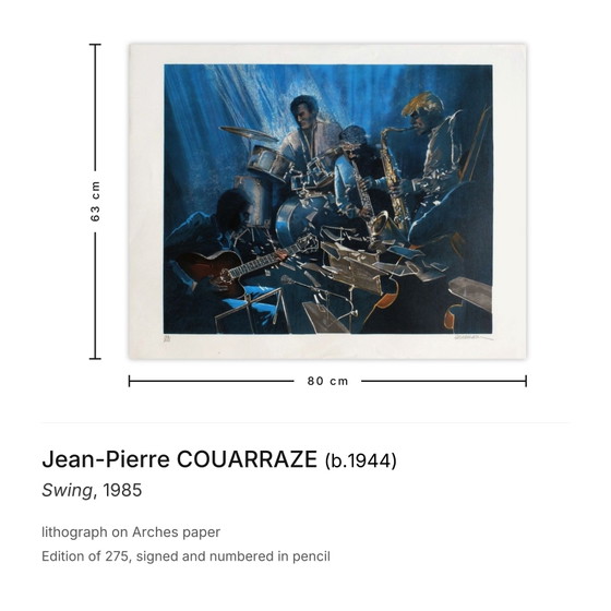 Gesigneerde lithografie van Jean-Pierre Couarraze, Swing 1985 – Litho's & Zeefdrukken, Paper (photo 3 of 5)