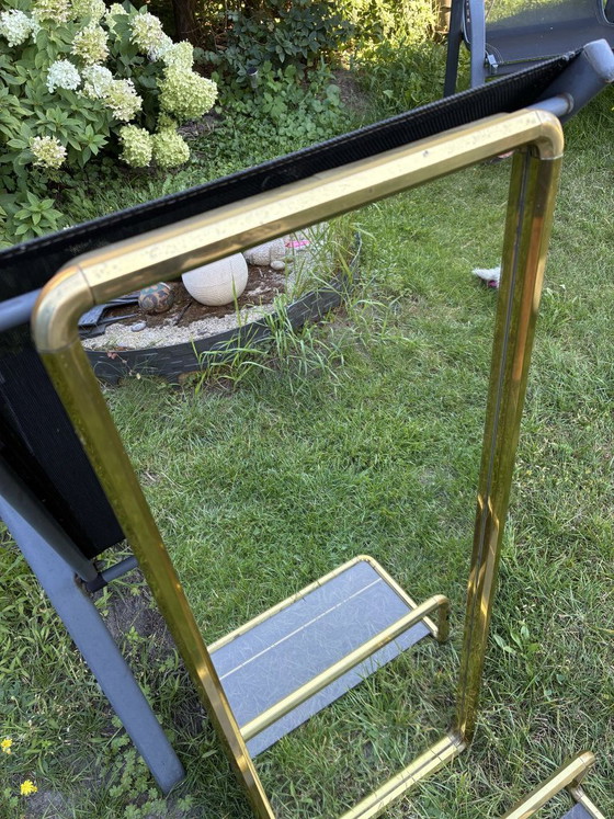 Messing Wandspiegel mit Ablage, Hollywood Regency, 1970er Jahre, Glas, Gold (Foto 3 von 6)