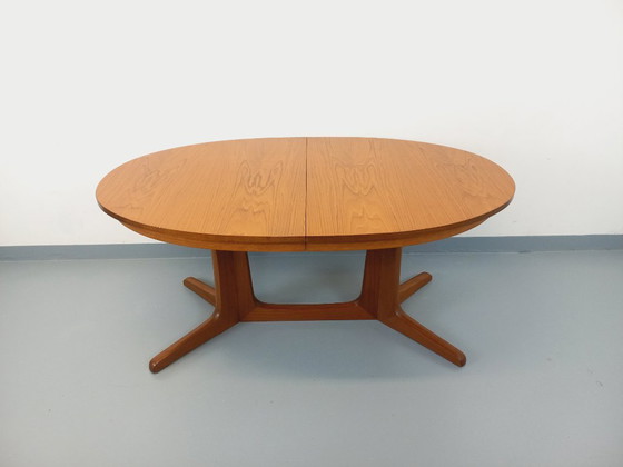 Image 1 of Vintage Baumann oval teak dining table from the 1960s/70s with extensions